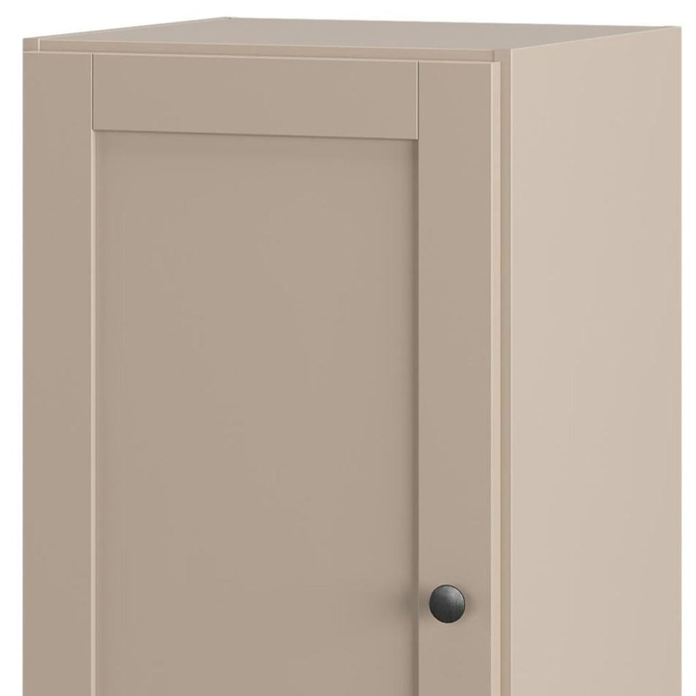 17" Beige Solid Wood Single Door Linen Cabinet