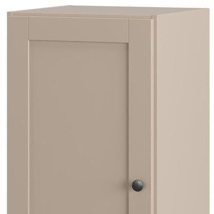 17" Beige Solid Wood Single Door Linen Cabinet