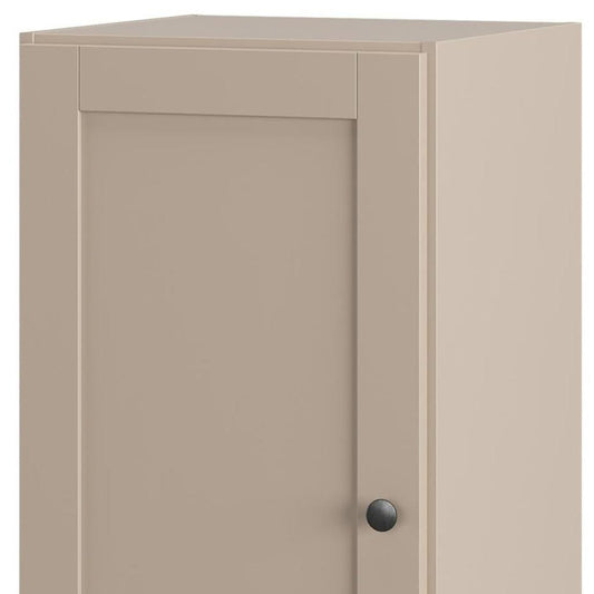 17" Beige Solid Wood Single Door Linen Cabinet