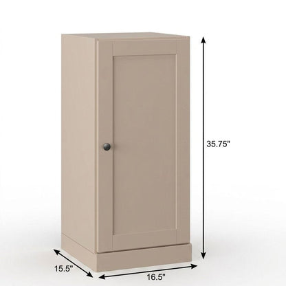 17" Beige Solid Wood Single Door Linen Cabinet