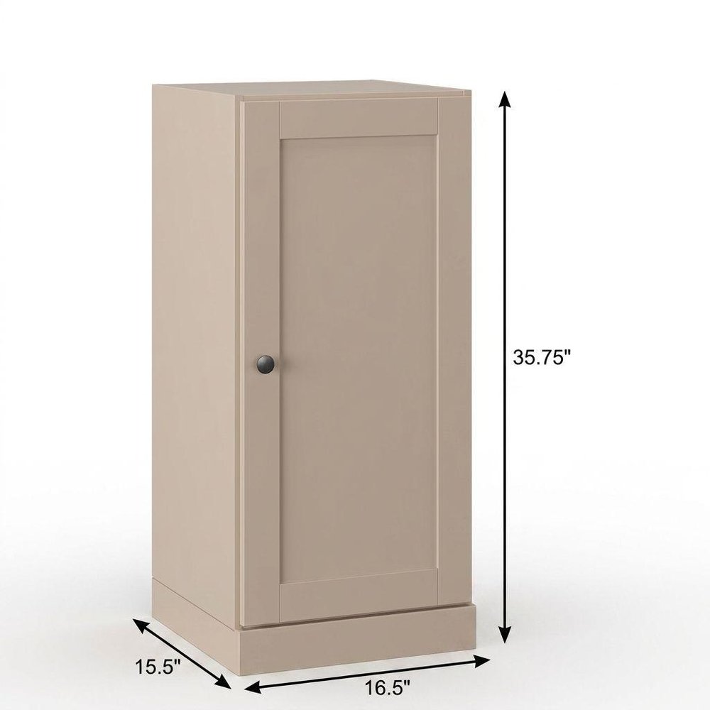 17" Beige Solid Wood Single Door Linen Cabinet — view 4