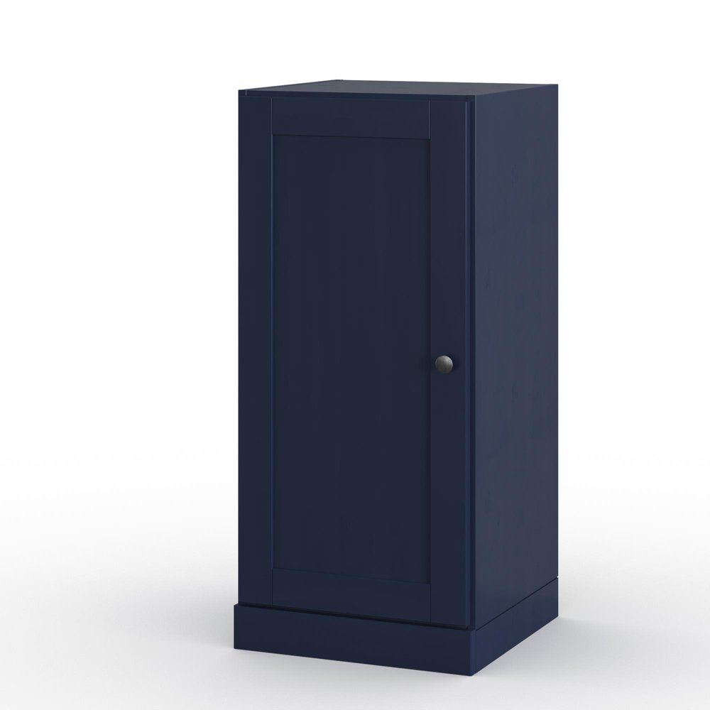 17" Navy Blue Solid Wood Single Door Linen Cabinet HomeRoots