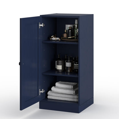 17" Navy Blue Solid Wood Single Door Linen Cabinet