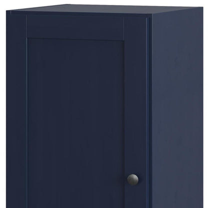 17" Navy Blue Solid Wood Single Door Linen Cabinet HomeRoots