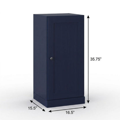17" Navy Blue Solid Wood Single Door Linen Cabinet HomeRoots