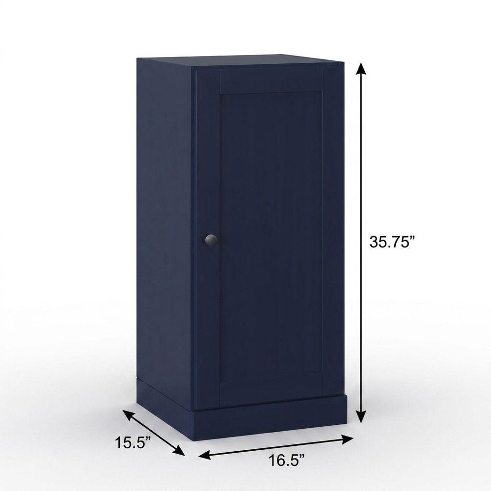 17" Navy Blue Solid Wood Single Door Linen Cabinet — view 9