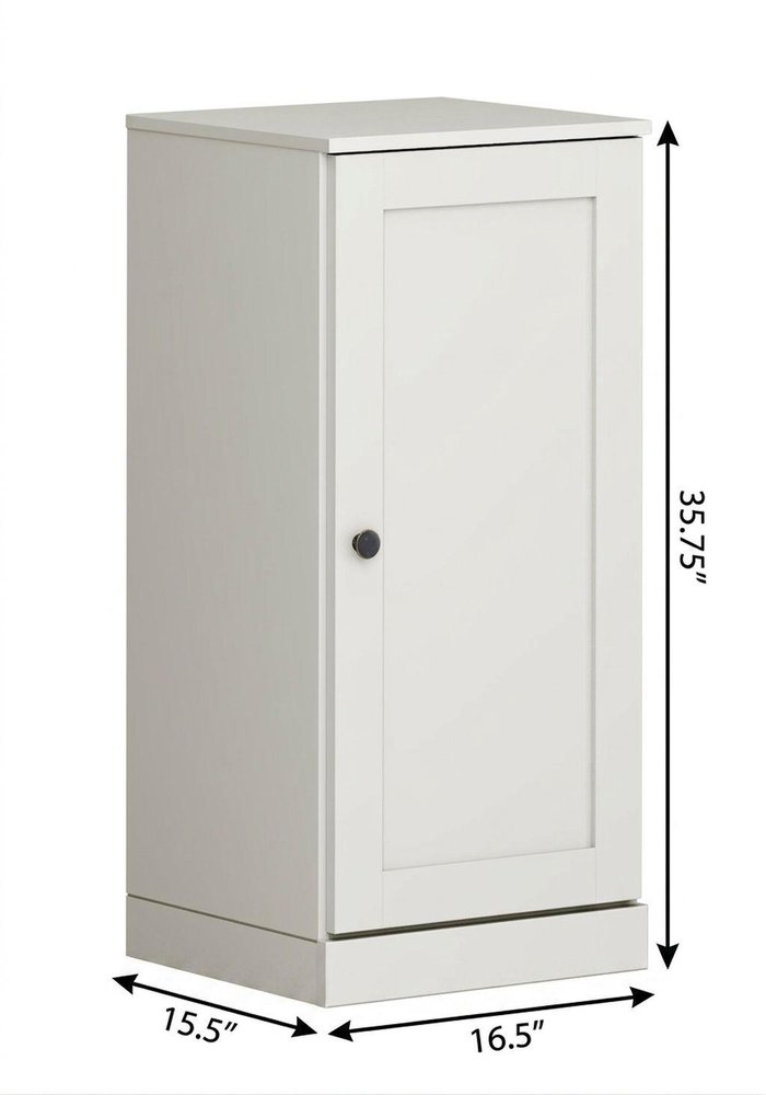 17" Off White Solid Wood Single Door Linen Cabinet — view 5