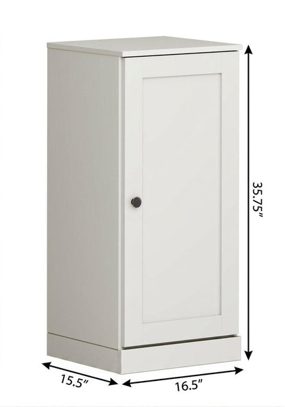 17" Off White Solid Wood Single Door Linen Cabinet HomeRoots