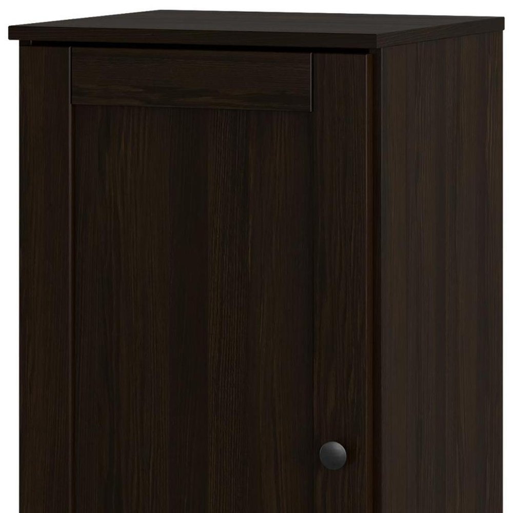 17" Espresso Solid Wood Single Door Linen Cabinet HomeRoots