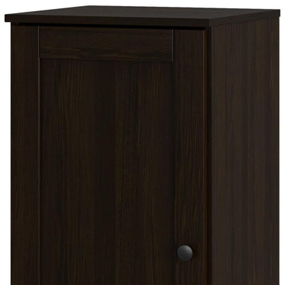 17" Espresso Solid Wood Single Door Linen Cabinet HomeRoots