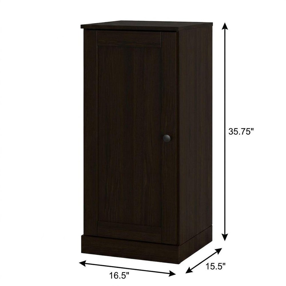 17" Espresso Solid Wood Single Door Linen Cabinet HomeRoots