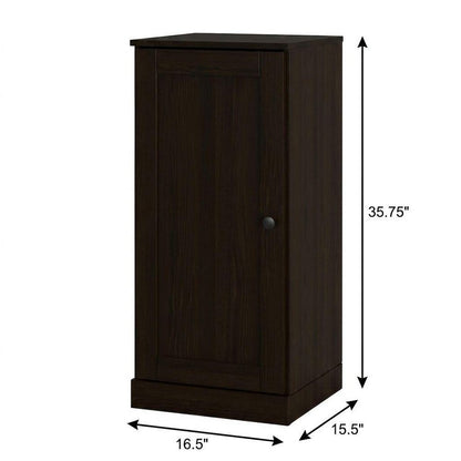17" Espresso Solid Wood Single Door Linen Cabinet HomeRoots