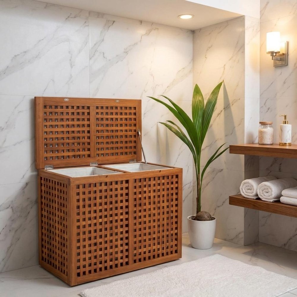 18" Brown Solid Wood Bathroom Storage Furniture Set HomeRoots