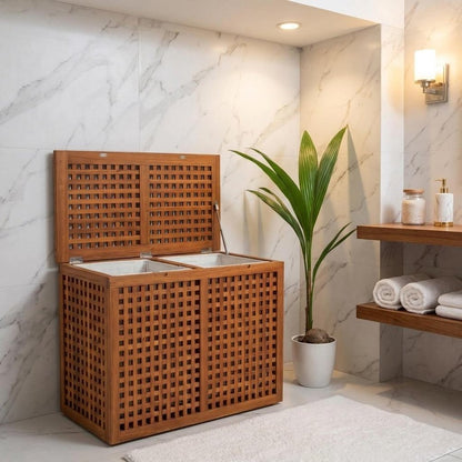 18" Brown Solid Wood Bathroom Storage Furniture Set HomeRoots