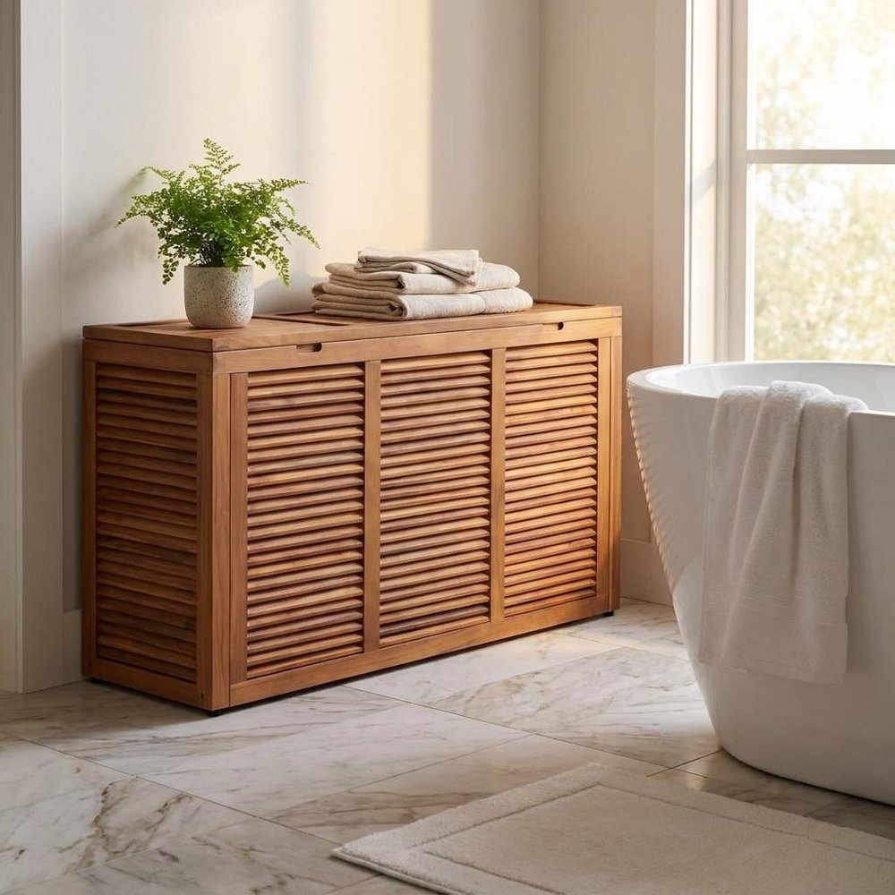 14" Brown Solid Wood Bathroom Storage Furniture Set HomeRoots
