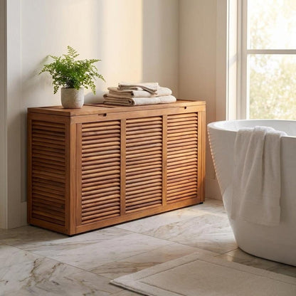 14" Brown Solid Wood Bathroom Storage Furniture Set HomeRoots