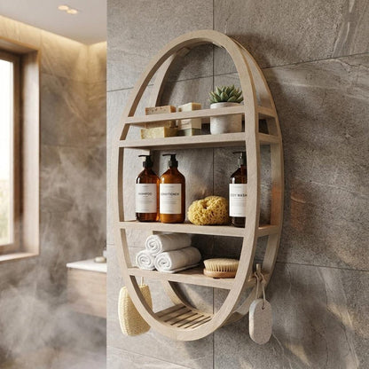 13" Gray Solid Wood Wall Mounted Shower Caddy HomeRoots