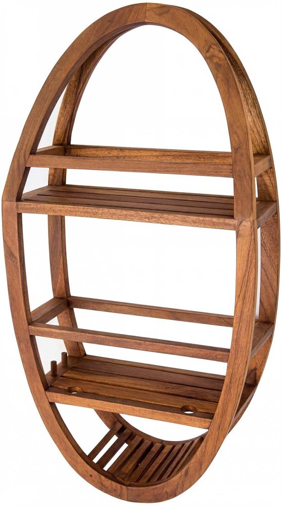 25" X 13" Brown Solid Wood Wall Mounted Shower Caddy