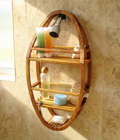 13" Gray Solid Wood Wall Mounted Shower Caddy HomeRoots