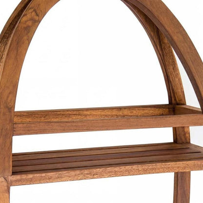 25" X 13" Brown Solid Wood Wall Mounted Shower Caddy