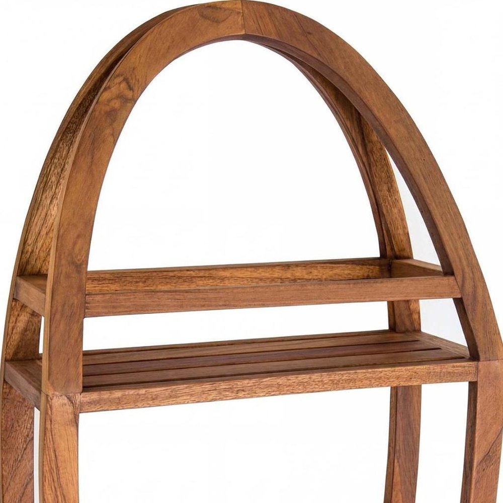 25" X 13" Brown Solid Wood Wall Mounted Shower Caddy