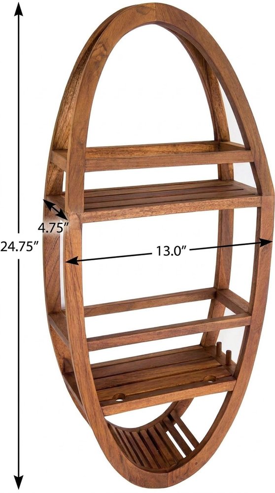 25" X 13" Brown Solid Wood Wall Mounted Shower Caddy — view 11