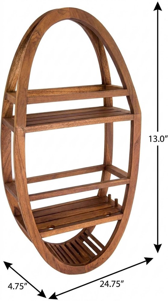 13" Gray Solid Wood Wall Mounted Shower Caddy — view 12