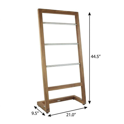 45" Brown And Silver Stainless Steel And Teak Towel Stand HomeRoots