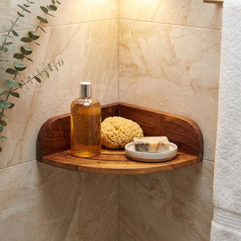 10" Brown Solid Wood Bathroom Storage Furniture Set — view 2