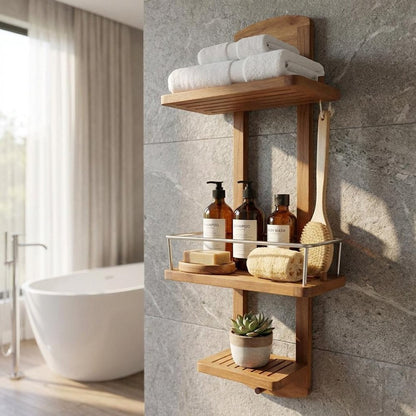 5" Brown Solid Wood Bathroom Storage Furniture Set HomeRoots