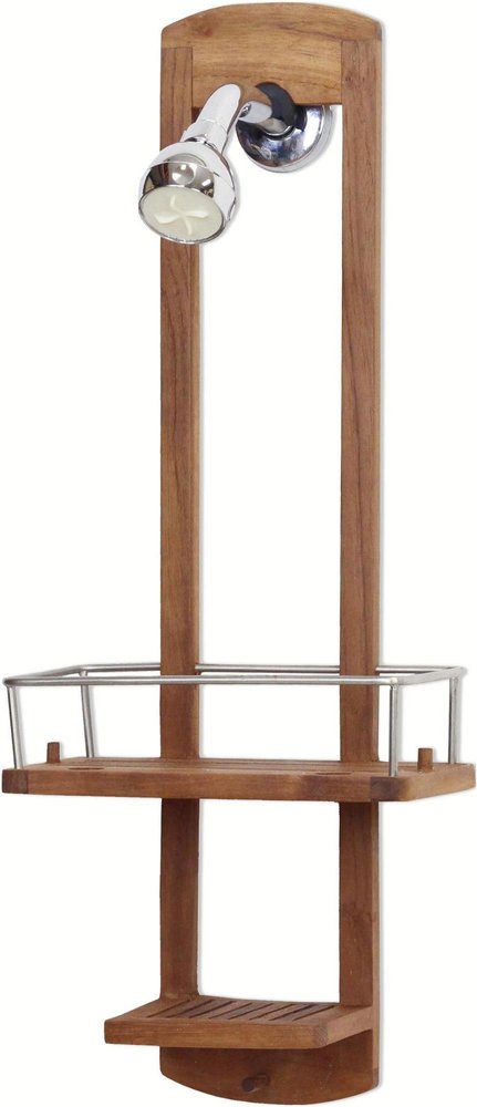 5" Brown Solid Wood Bathroom Storage Furniture Set
