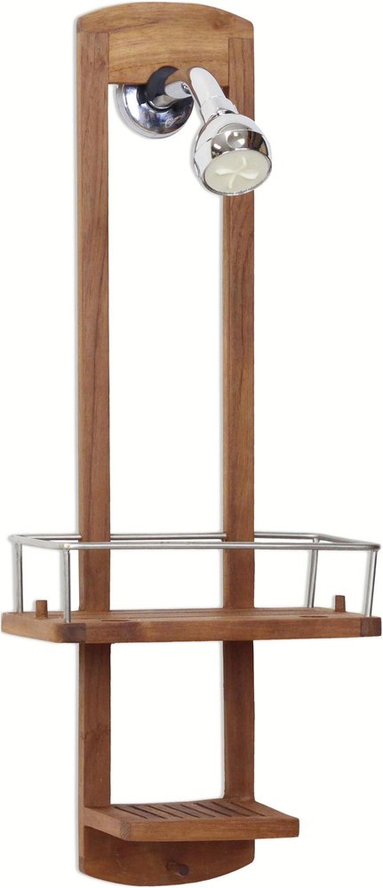 5" Brown Solid Wood Bathroom Storage Furniture Set — view 1