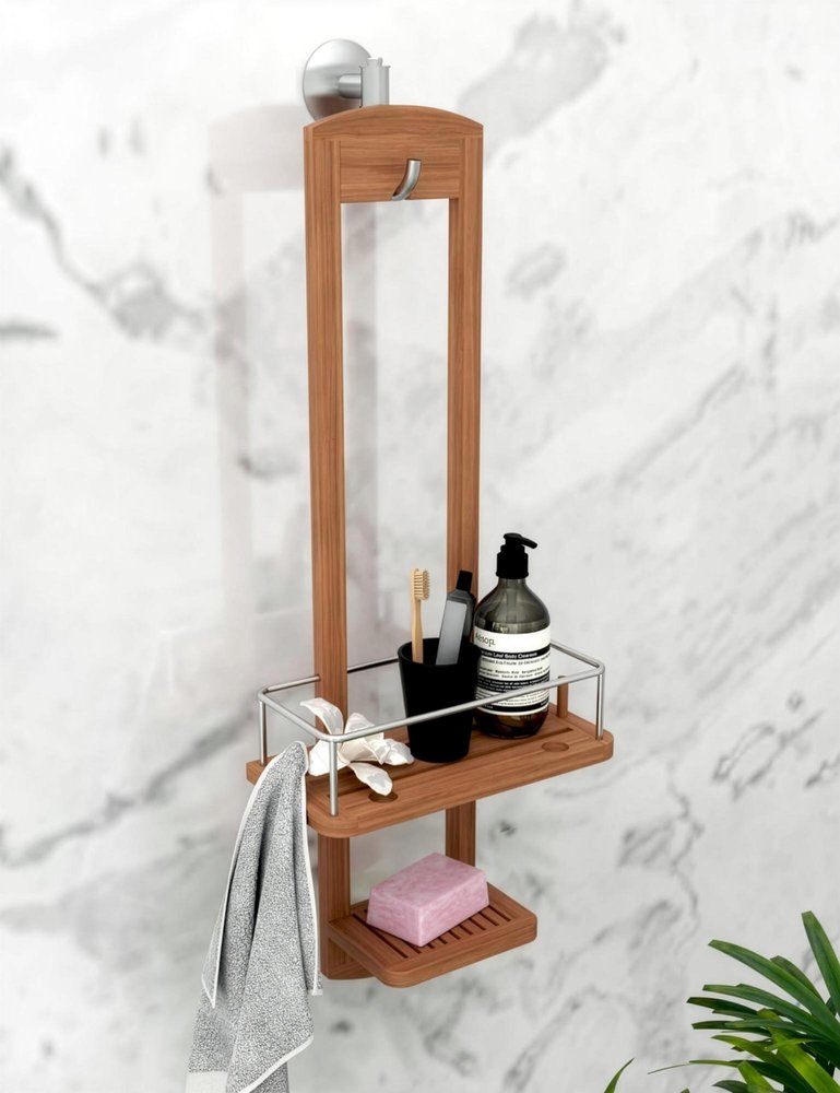 5" Brown Solid Wood Bathroom Storage Furniture Set — view 7