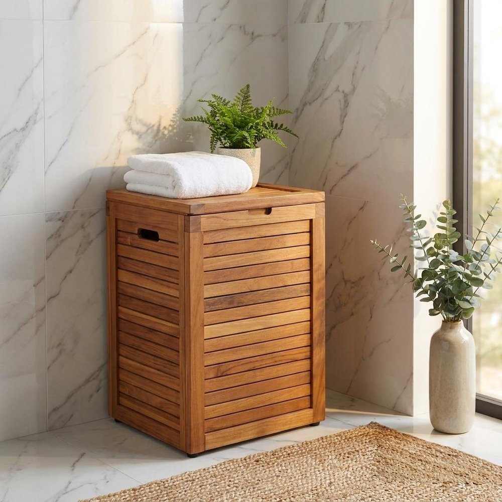 14" Brown Solid Wood Bathroom Storage Furniture Set HomeRoots