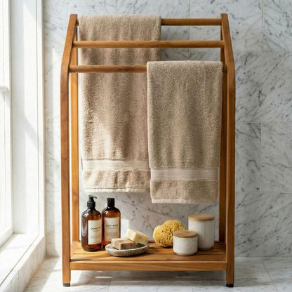 11" Brown Solid Wood Bathroom Storage Furniture Set HomeRoots