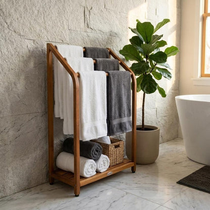 11" Brown Solid Wood Bathroom Storage Furniture Set HomeRoots
