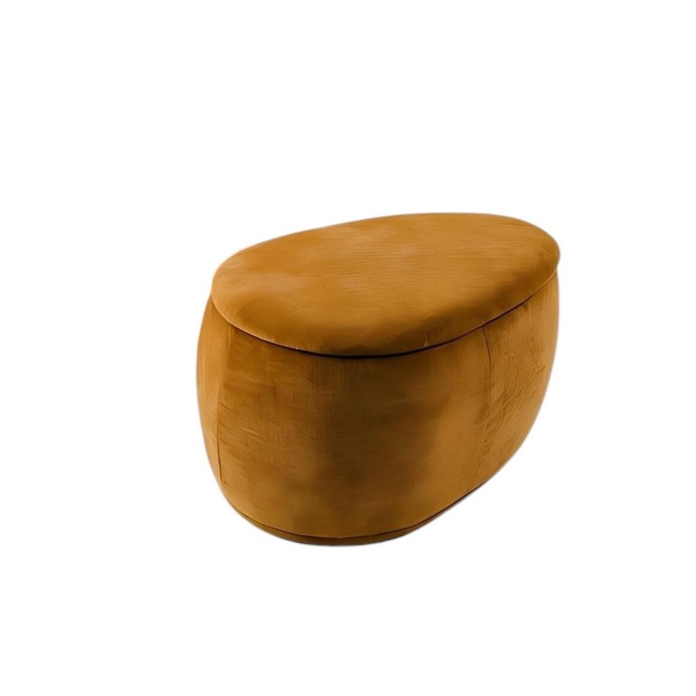 34" Set of Two Gold Chenille Oval Ottoman With Storage — view 4