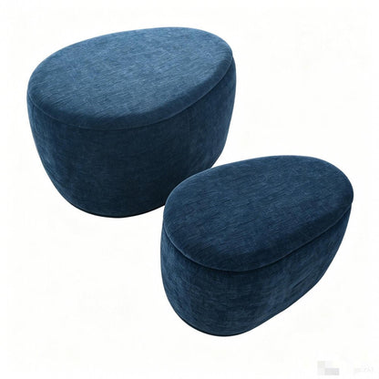 34" Set of Two Gold Chenille Oval Ottoman With Storage HomeRoots