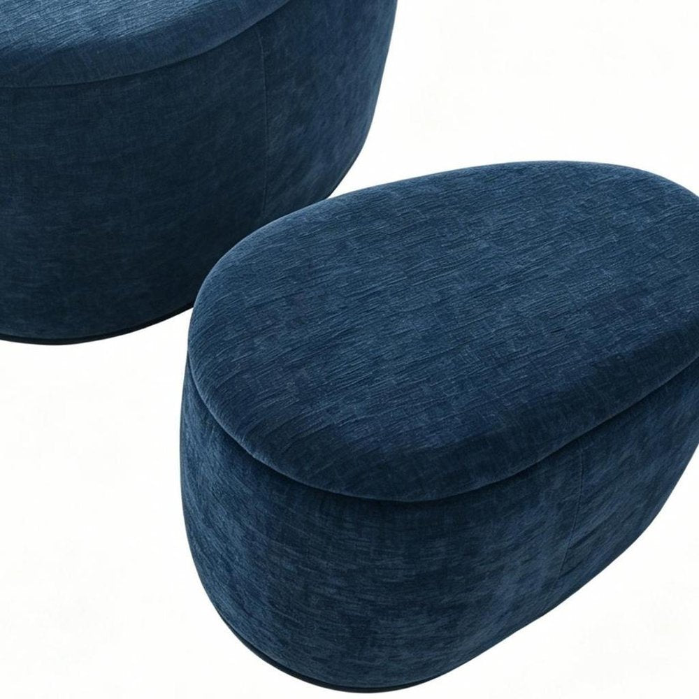 34" Set of Two Gold Chenille Oval Ottoman With Storage HomeRoots