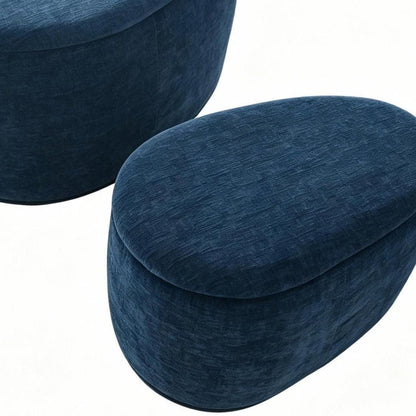 34" Set of Two Gold Chenille Oval Ottoman With Storage HomeRoots