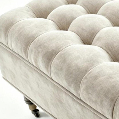 34" Gray And Black Rolling Chenille Tufted Ottoman With Storage HomeRoots