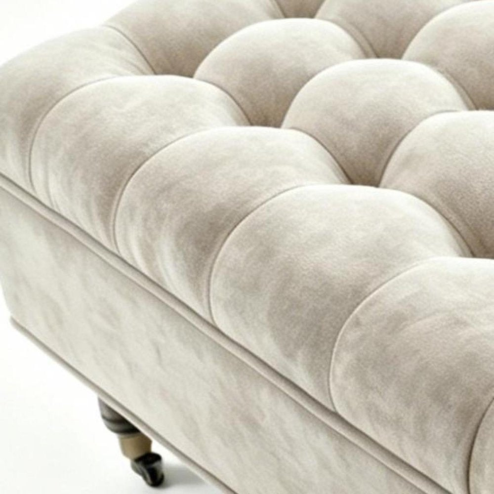 34" Gray And Black Rolling Chenille Tufted Ottoman With Storage — view 2