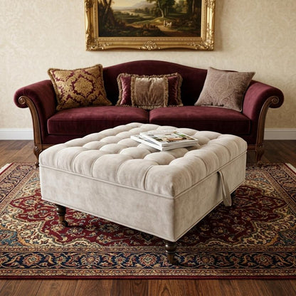 34" Gray And Black Rolling Chenille Tufted Ottoman With Storage