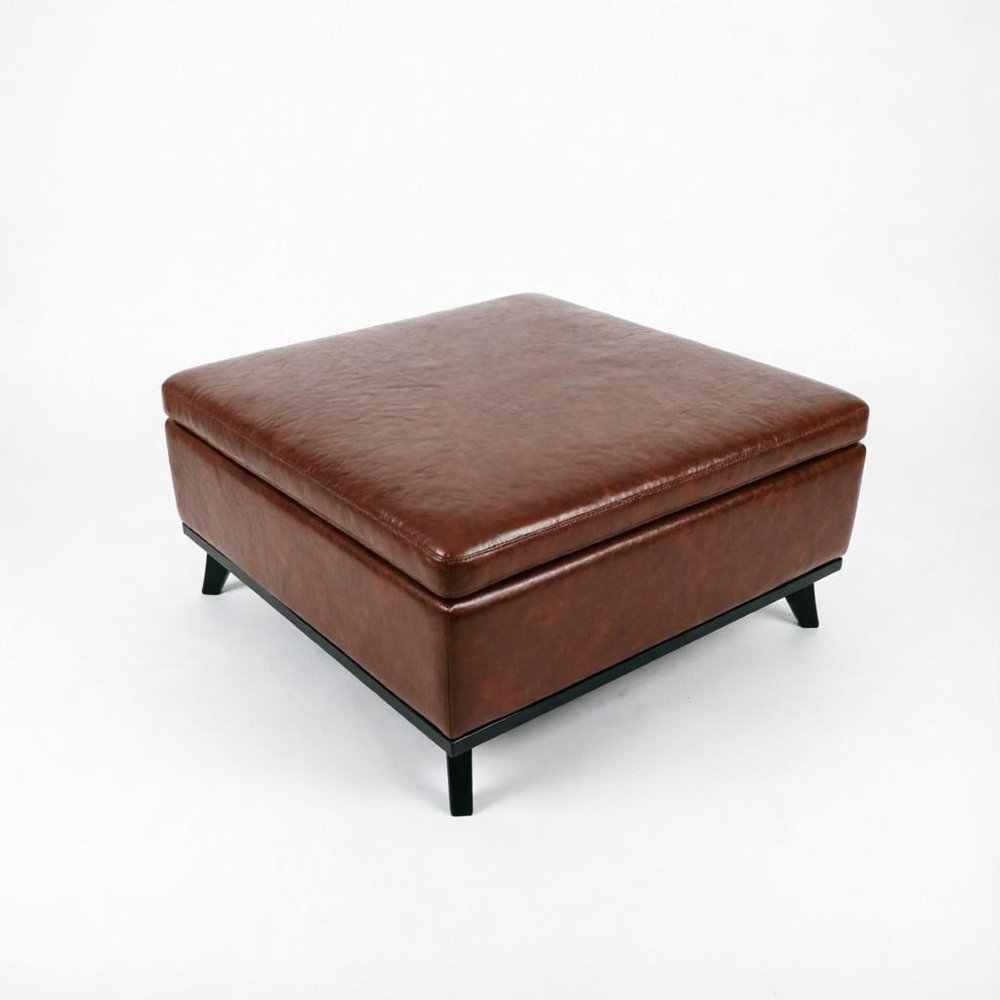 37" Brown And Black Faux Leather Ottoman With Storage — view 1