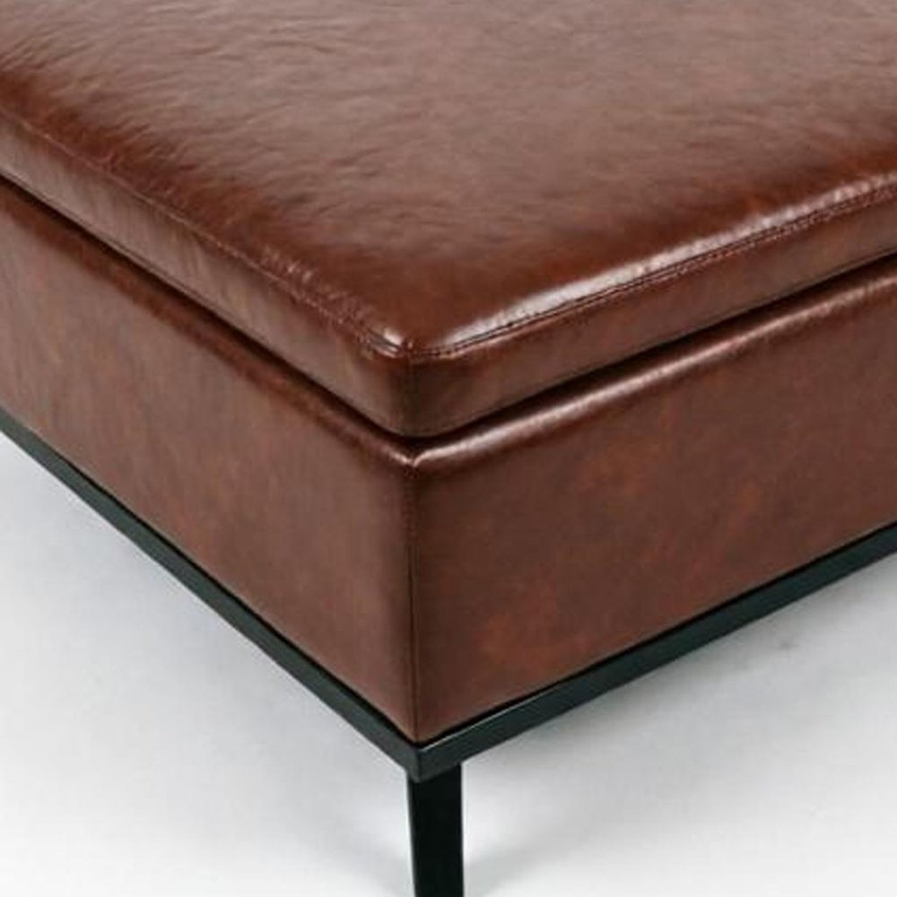 37" Brown And Black Faux Leather Ottoman With Storage — view 2