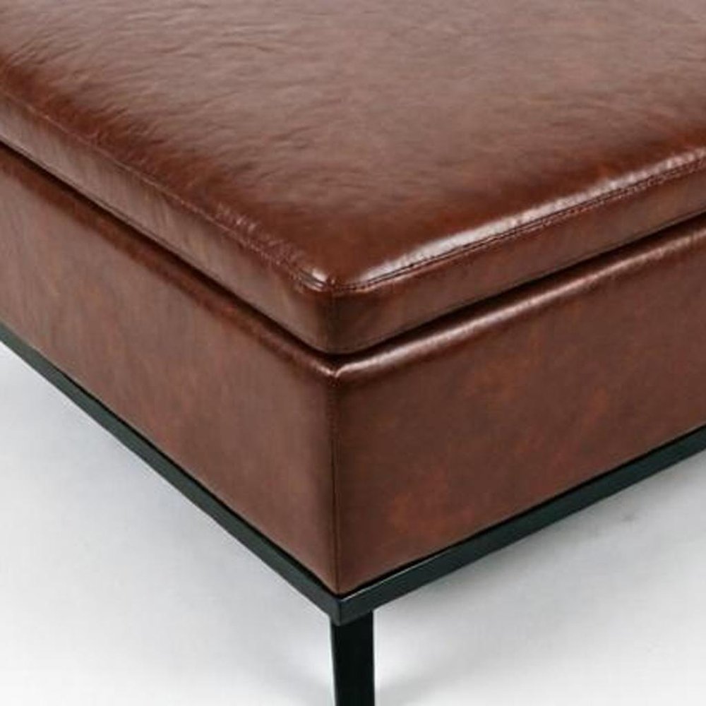 37" Brown And Black Faux Leather Ottoman With Storage — view 4