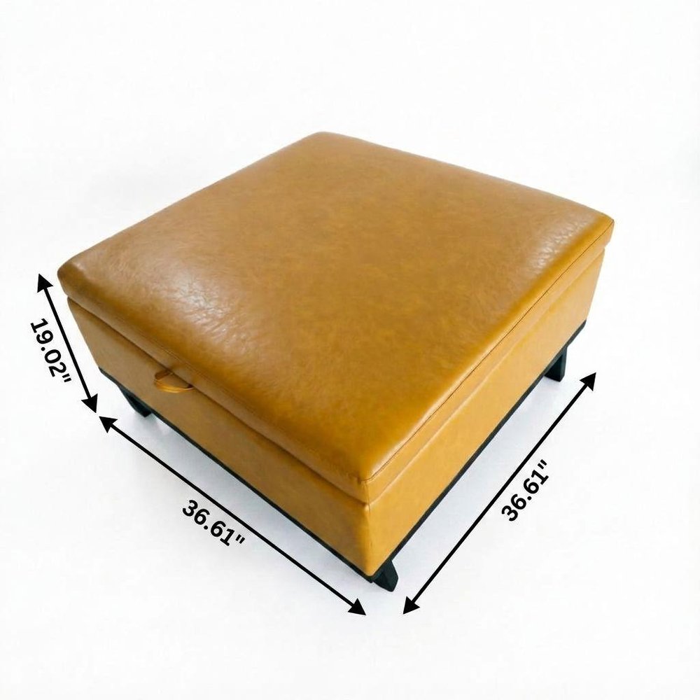 37" Brown And Black Faux Leather Ottoman With Storage — view 11