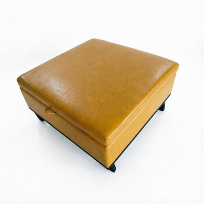 37" Brown And Black Faux Leather Ottoman With Storage HomeRoots