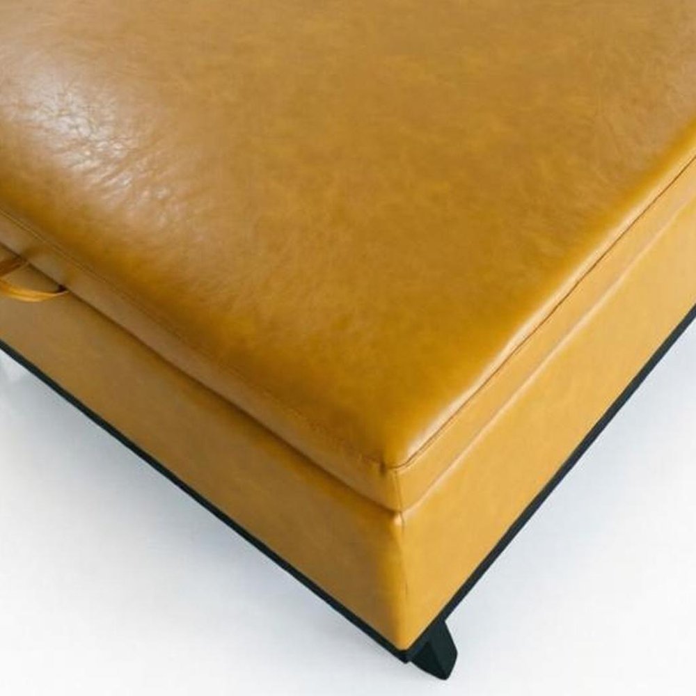 37" Brown And Black Faux Leather Ottoman With Storage HomeRoots