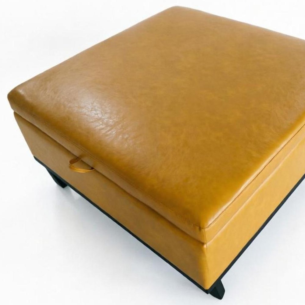 37" Brown And Black Faux Leather Ottoman With Storage HomeRoots
